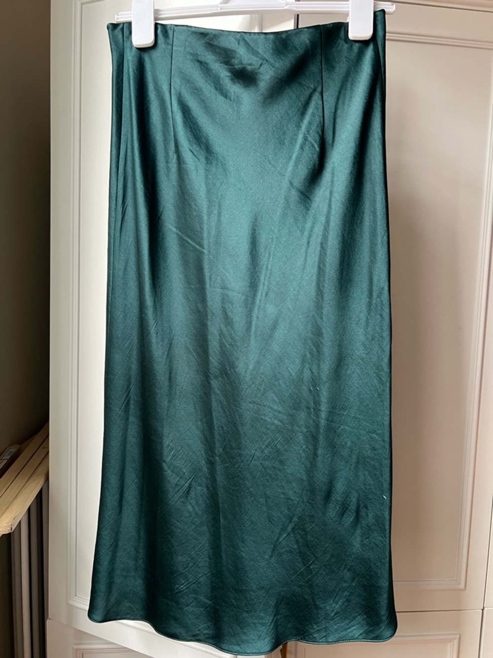Madewell Emerald Green Satin Midi Skirt